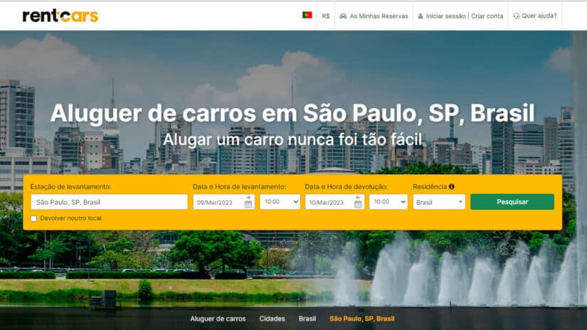 sites para alugar carro em São Paulo
