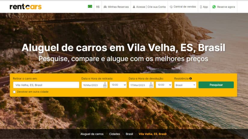 Melhores sites para alugar carro em Vila Velha