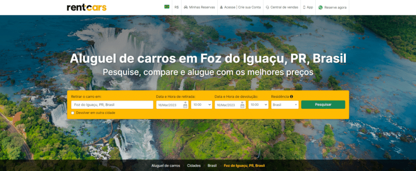 carro alugado rentcars Foz do Iguaçu