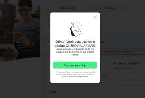 código de desconto chip internacional