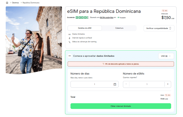 Holafly República Dominicana plano eSIM da Holafly República Dominicana